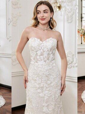 Darius Cordell - WT4879 - strapless embroidered wedding gown